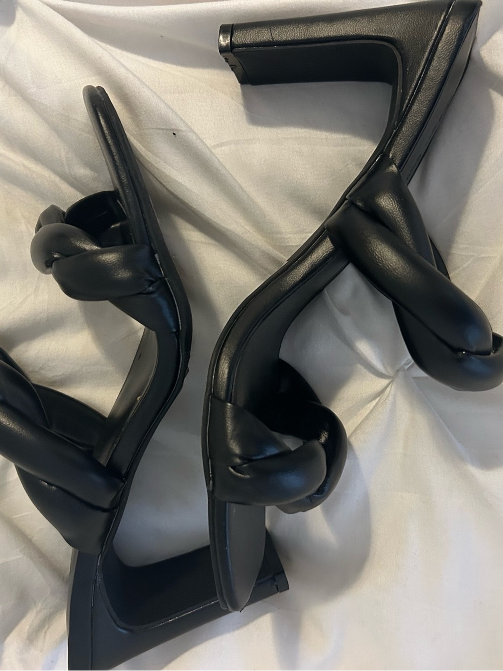 Open edit Braided Double-Strap Black Block Heel Mule like new